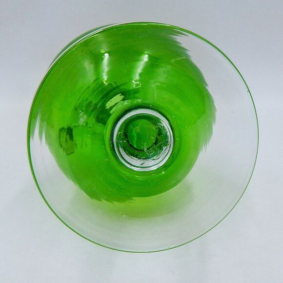 Hand Blown Green Glass Pedestal Ewer Pitcher Clear Handle Footed Decanter 12 In - Picture 13 of 13